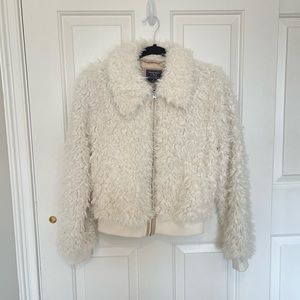 Abercrombie and Fitch Cream Faux Fur Teddy Coat Size M